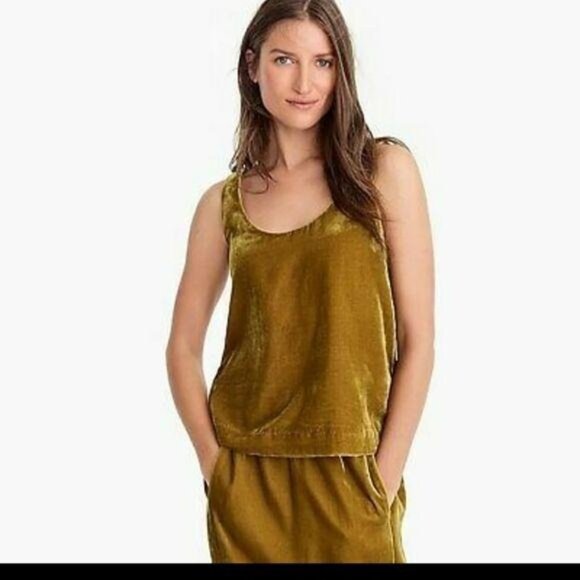 J.Crew Gold Crushed Velvet Sleeveless Tank Top Womens 0 - Picture 7 of 9